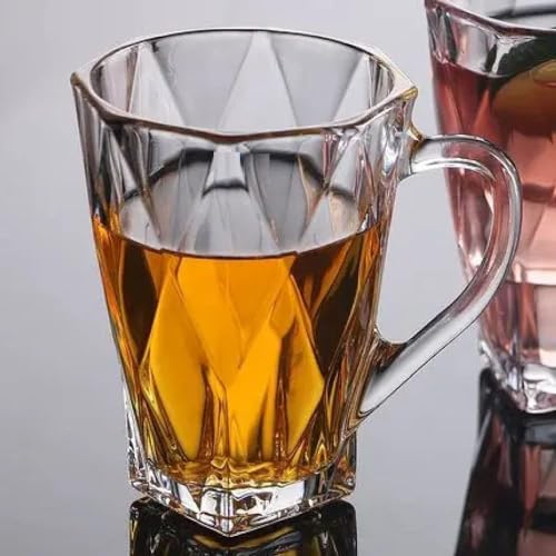 VILON Italian Premium Glass Tea Cup Set | Coffee Mugs with Handle Transparent Drinking Cup for Milk, Cappuccino, Hot Chocolate & Cold Beverages | 175ml | Set of 6 (CHEX Teacup 175ML 6) - Image 1