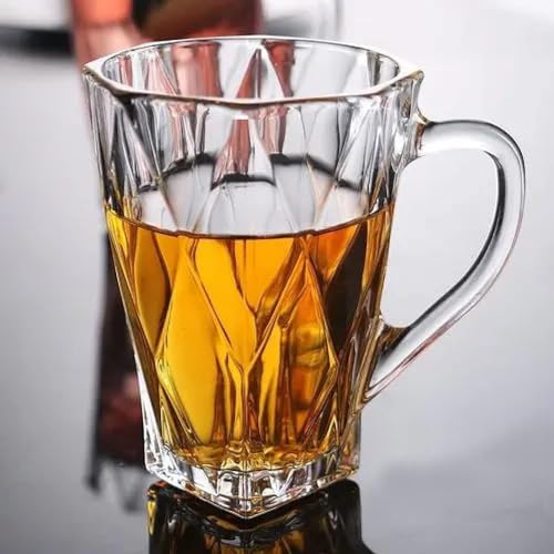 VILON Italian Premium Glass Tea Cup Set | Coffee Mugs with Handle Transparent Drinking Cup for Milk, Cappuccino, Hot Chocolate & Cold Beverages | 175ml | Set of 6 (CHEX Teacup 175ML 6) - Image 2