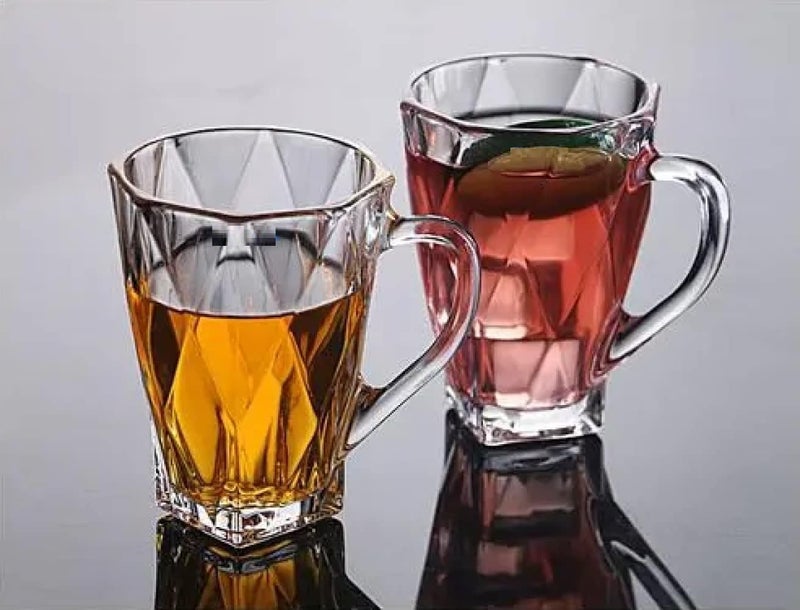 VILON Italian Premium Glass Tea Cup Set | Coffee Mugs with Handle Transparent Drinking Cup for Milk, Cappuccino, Hot Chocolate & Cold Beverages | 175ml | Set of 6 (CHEX Teacup 175ML 6) - Image 3