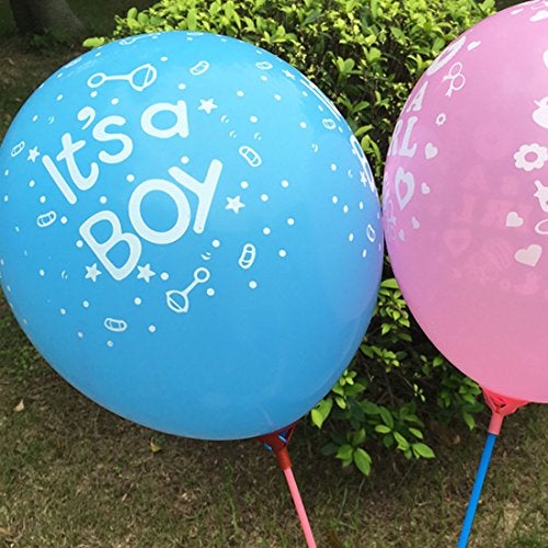 TOYXE Baby Shower Decoration Balloons - Blue & Pink (Pack of 30) | Baby Shower Decoration Items | Its a Boy and Its a Girl Printed Balloons - Image 5