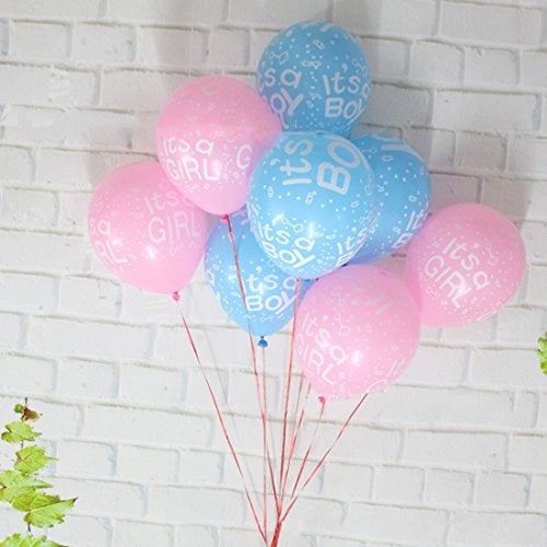 TOYXE Baby Shower Decoration Balloons - Blue & Pink (Pack of 30) | Baby Shower Decoration Items | Its a Boy and Its a Girl Printed Balloons - Image 1