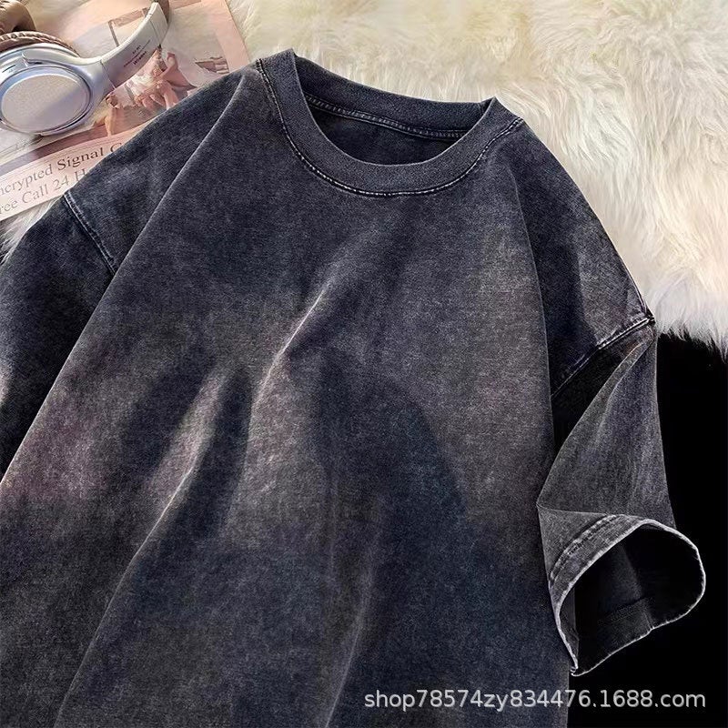 American Washed Short-Sleeved Women'S Export New Hip-Hop Loose Top Summer Trendyy Old T-Shirt - Image 5