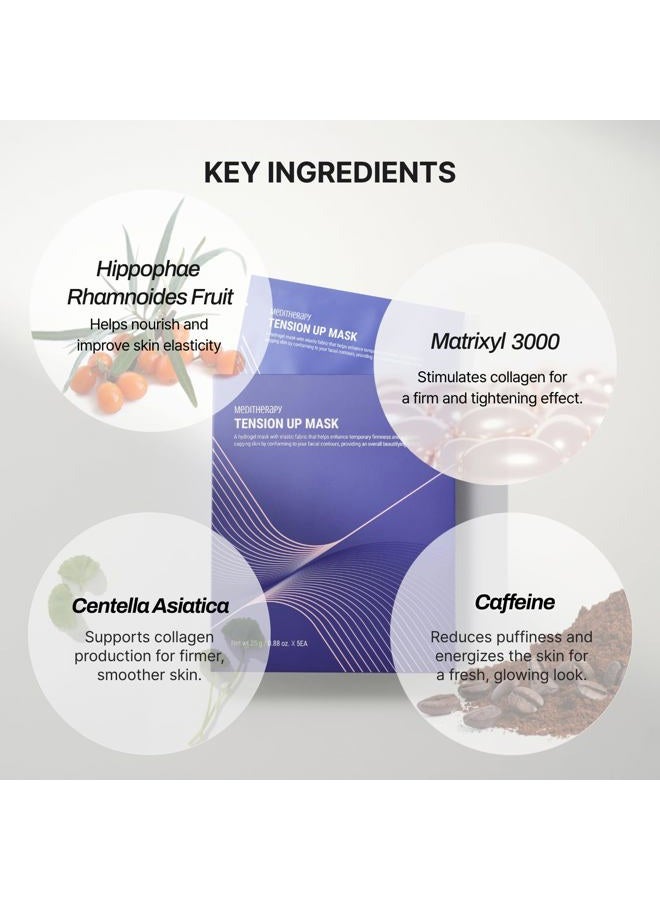MEDITHERAPY Tension Up Mask 5EA - Korean Collagen Face V Line Lifting Mask - Hydrating Firming & Skin Tightening for Sharp & Sculpted Contour - Matrixyl & Peptide Gel Facial Mask for Youthful Radiance - Image 5