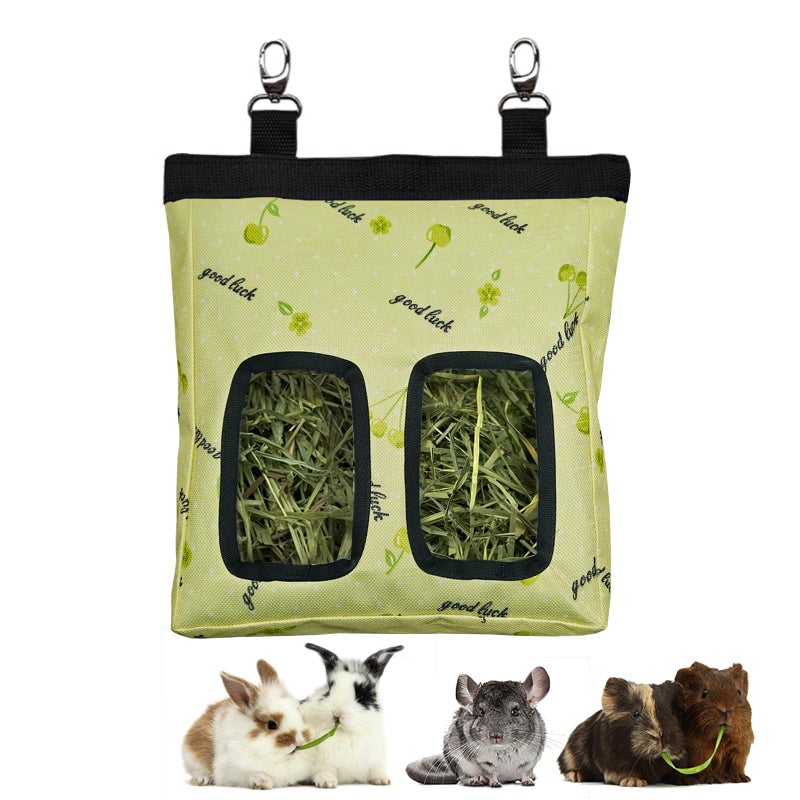 RIOUSSI Guinea Pig Hay Feeder, Hanging Rabbit Hay Feeder Bag for Guinea Pigs Bunnies Chinchillas. Greencherries - Image 1