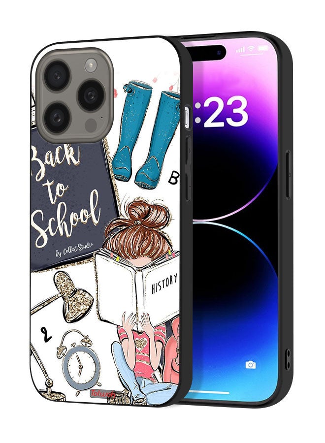 Tolwak Apple iPhone 15 Pro Protective Case Cover Back To School Girl Reading History - Image 1