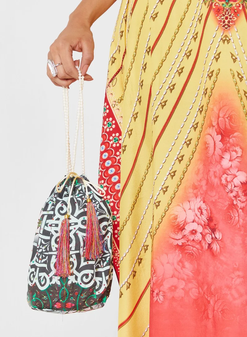 ARABIAN CLOSET Cape Sleeve Kaftan With Pouch