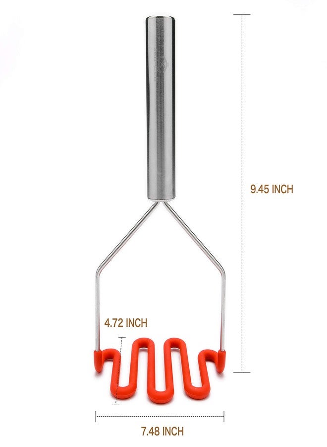 Jell-Cell Potato Masher - Silicone Protect Body with Premuim Stainless Steel Non Scratch Cookware for Smooth Mashed Potato Vegetables and Fruits Color Red - Image 5
