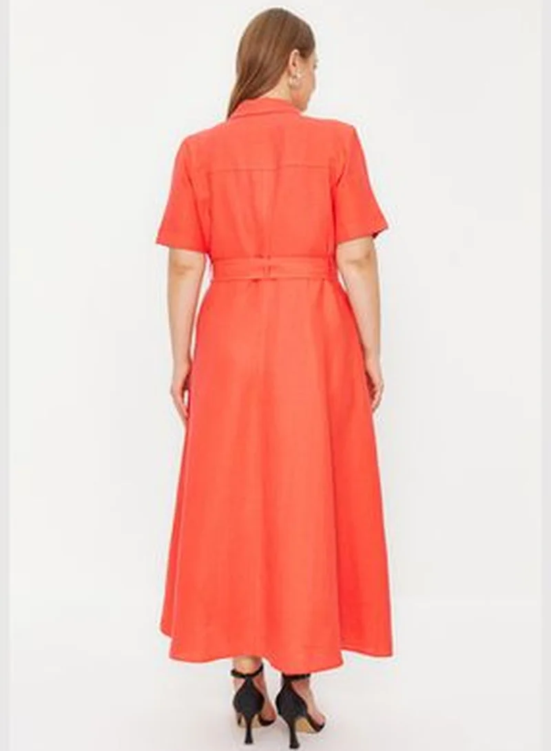 trendyol Red Plain Jacket Dress Midi Plus Size Plus Size Dress