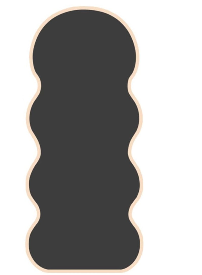 Long, wavy-shaped mirrors framed in soft, off-white velvet fabric  - Image 5