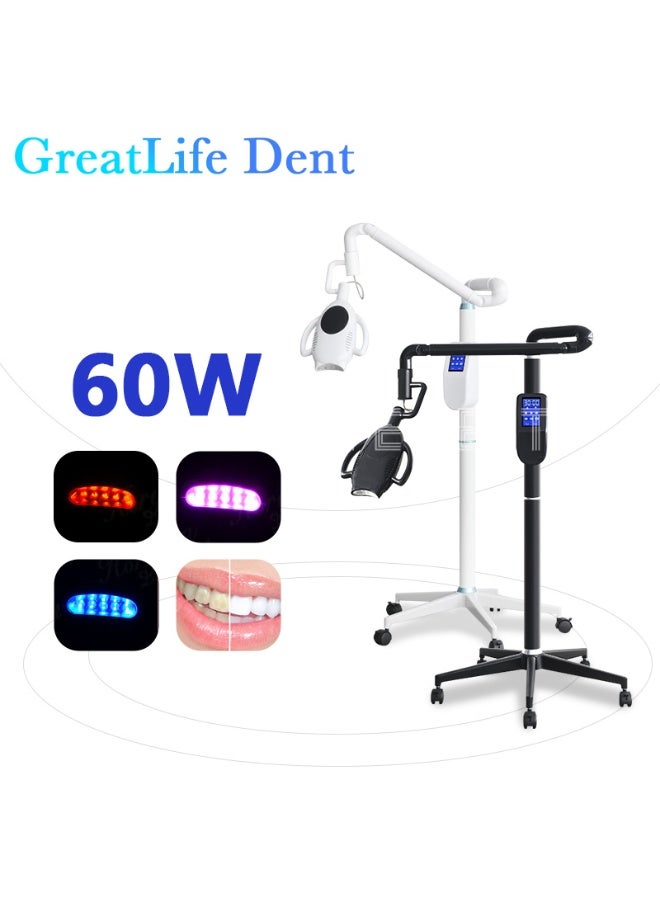 جريت لايف دنت جهاز تبييض الأسنان 60 واط 10 مصابيح LED طراز 1 شاشة عرض تعمل باللمس ضوء أزرق جهاز تبييض الأسنان مصباح تبييض متحرك حامل أرضي بعجلات  - Image 1