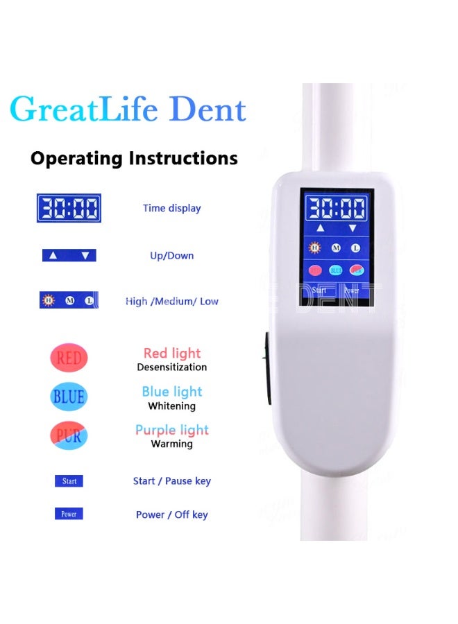 جريت لايف دنت جهاز تبييض الأسنان 60 واط 10 مصابيح LED طراز 1 شاشة عرض تعمل باللمس ضوء أزرق جهاز تبييض الأسنان مصباح تبييض متحرك حامل أرضي بعجلات  - Image 2