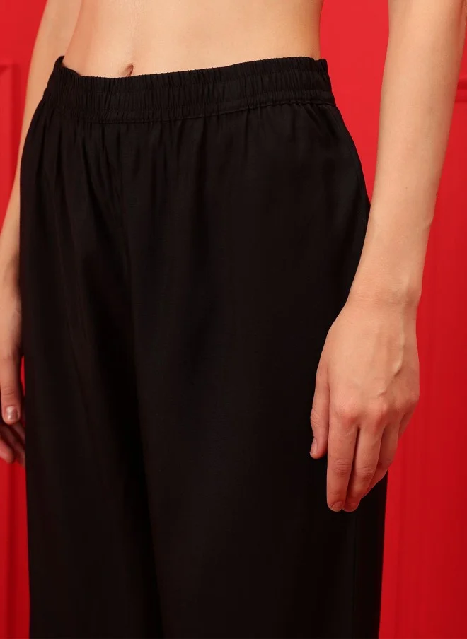 Indo Street Ethnic Motifs Embroidered Kurta with Trousers for Women
