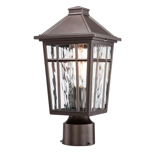 Darkaway Outdoor Post Lights Lamp Post Light Fixture, Waterproof Aluminum Housing with Water Ripple Glass, Fence Post Deck Lighting for Garden Patio Pathway - Image 1