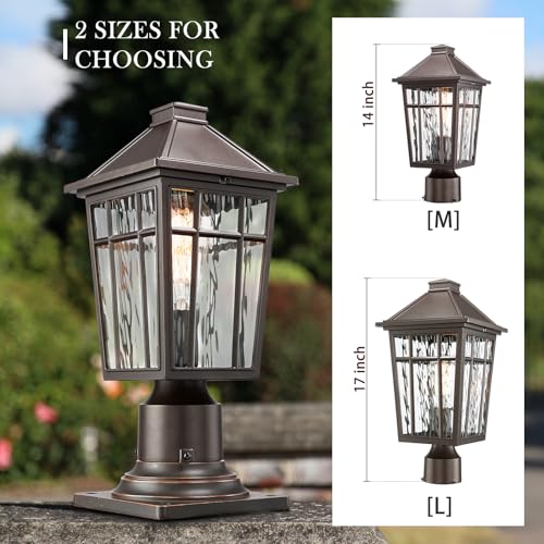 Darkaway Outdoor Post Lights Lamp Post Light Fixture, Waterproof Aluminum Housing with Water Ripple Glass, Fence Post Deck Lighting for Garden Patio Pathway - Image 5