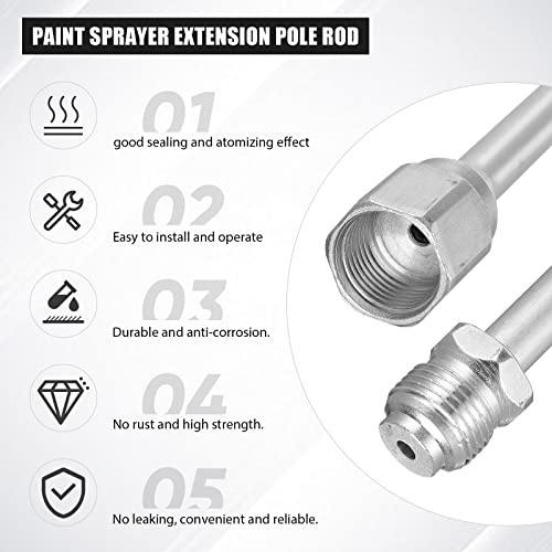 Lanties 2 Airless Sprayer Gun Tip Extension and 1 Tip Guard for Paint Sprayer, Spray Gun Tip Extension Pole Rod with Red Guard, Universal Replacement Tool for Airless Painting Spray Gun, 19.69", 29.53" - Image 3