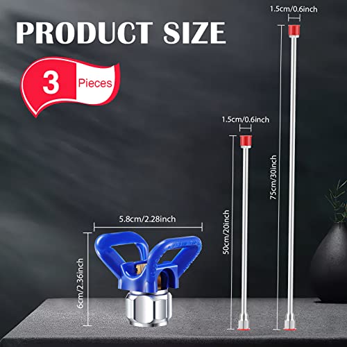 Lanties 2 Airless Sprayer Gun Tip Extension and 1 Tip Guard for Paint Sprayer, Spray Gun Tip Extension Pole Rod with Red Guard, Universal Replacement Tool for Airless Painting Spray Gun, 19.69", 29.53" - Image 2