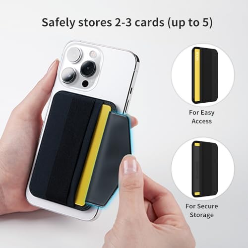 Sinjimoru Soft Wool Band Grip Phone Wallet for MagSafe, Magnetic Phone Card Holder for Back of Cell Phone Case with Hand Finger Holder Compatible with iPhone 14 13 12 Series. M-Band Black - Image 3