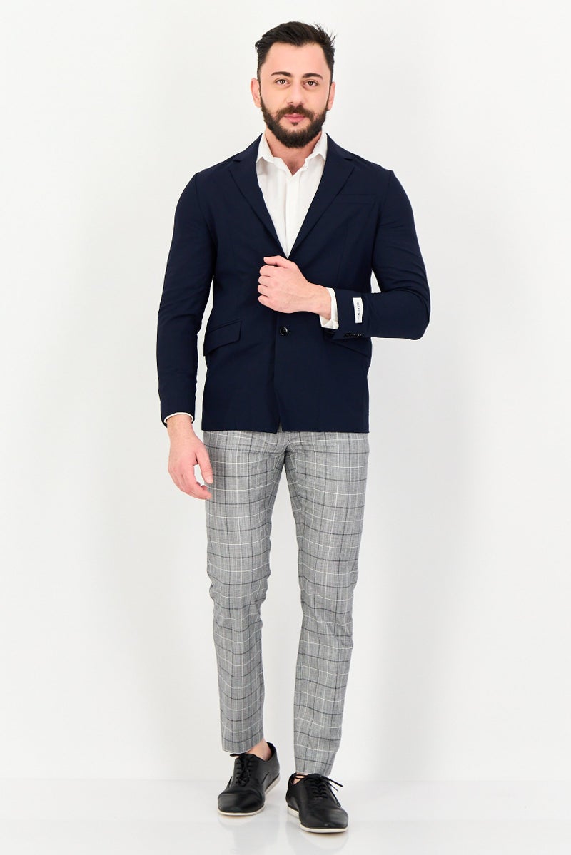 SELECTED Men Travel Fit Solid Semi Formal Blazer, Navy - Image 4