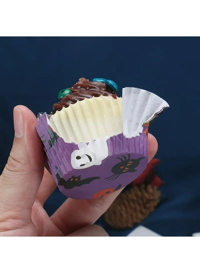 Kandid 100 Pcs Halloween Cupcake Paper Cups, Halloween theme dessert paper cups, birthday party (Purple) - Image 5