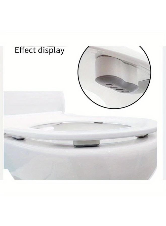 4pcs Self Adhesive Toilet Seat Bumpers White And Gray Strong Grip Lid Stoppers Spacers Scratch Protection Easy Install Bathroom Accessories Toilet Seat Buffer Adhesive Pad - Image 1