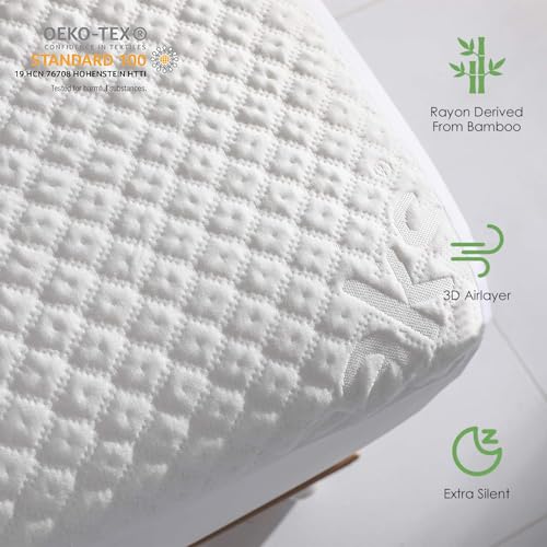 Reaks King Size Waterproof Mattress Protector Fitted Mattress Pad Cover with Deep Pocket Up to 18'' - Image 2