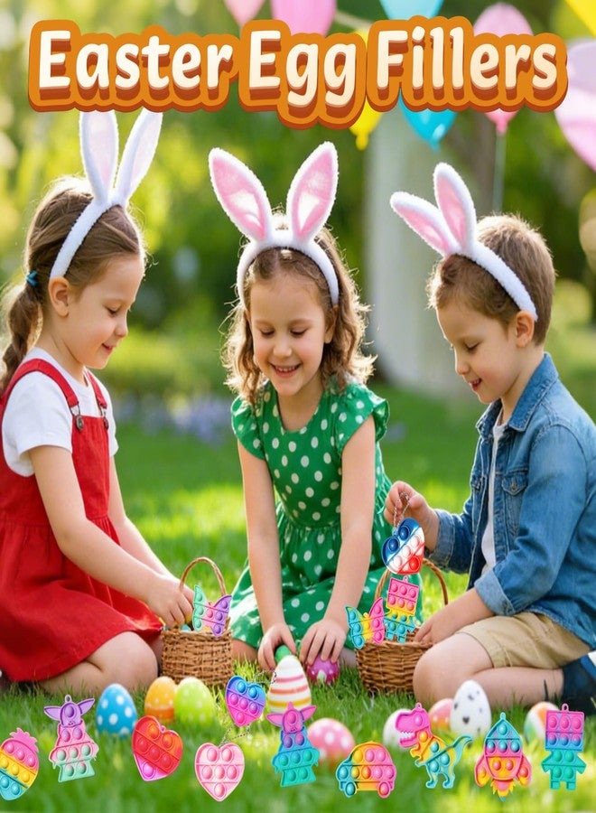 Asoulin 24PCS Unicorn Pop Fidget Keychain Easter Gifts Party Favors for Kids 4-8 8-12 Easter Egg Fillers Goodie Bag Stuffer Classroom Treasure Box Toy Carnival Prizes Pinata Birthday Return Gifts for Boy Girl - Image 2