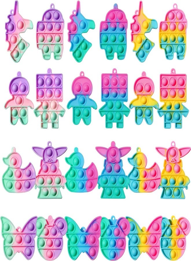 Asoulin 24PCS Unicorn Pop Fidget Keychain Easter Gifts Party Favors for Kids 4-8 8-12 Easter Egg Fillers Goodie Bag Stuffer Classroom Treasure Box Toy Carnival Prizes Pinata Birthday Return Gifts for Boy Girl - Image 1