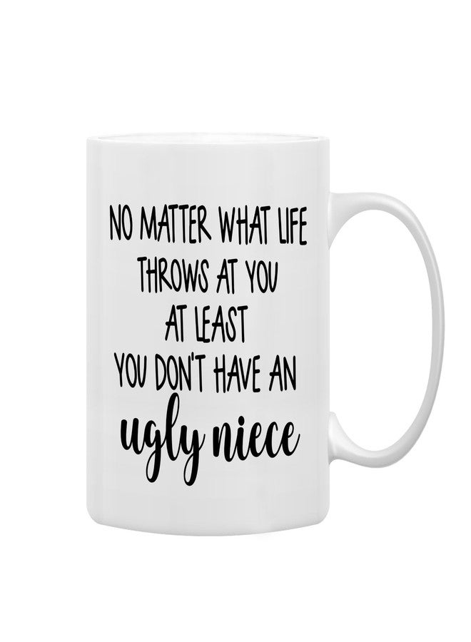 QASHWEY Aunt Mug, Uncle Mug, Funny AuntUncle Gifts from Niece, AuntUncle Mugs Tea Cup Gifts for Aunt Auntie Uncle, Funny At Least You Don't Have an Ugly Niece Coffee Mugs Cups Ceramic 11oz - Image 1