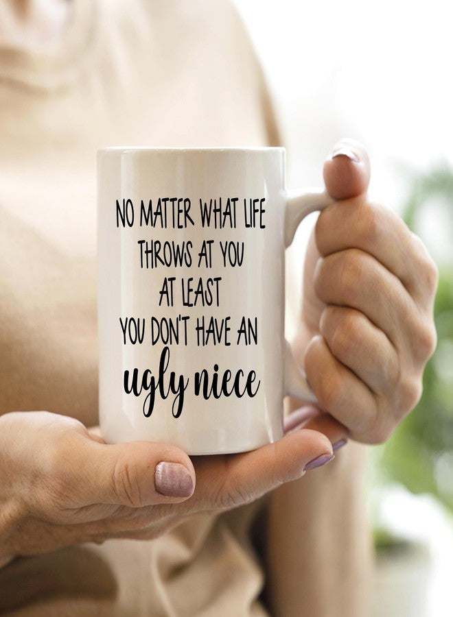 QASHWEY Aunt Mug, Uncle Mug, Funny AuntUncle Gifts from Niece, AuntUncle Mugs Tea Cup Gifts for Aunt Auntie Uncle, Funny At Least You Don't Have an Ugly Niece Coffee Mugs Cups Ceramic 11oz - Image 2