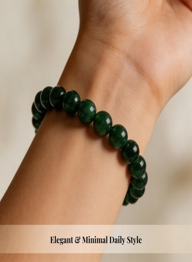 Plus Value Natural Green Jade Bracelet 8mm Beads Jade Stone Bracelet to Attract Money, Wealth, Reiki Healing Crystal for Men, Women (Jute Bag) - Image 5