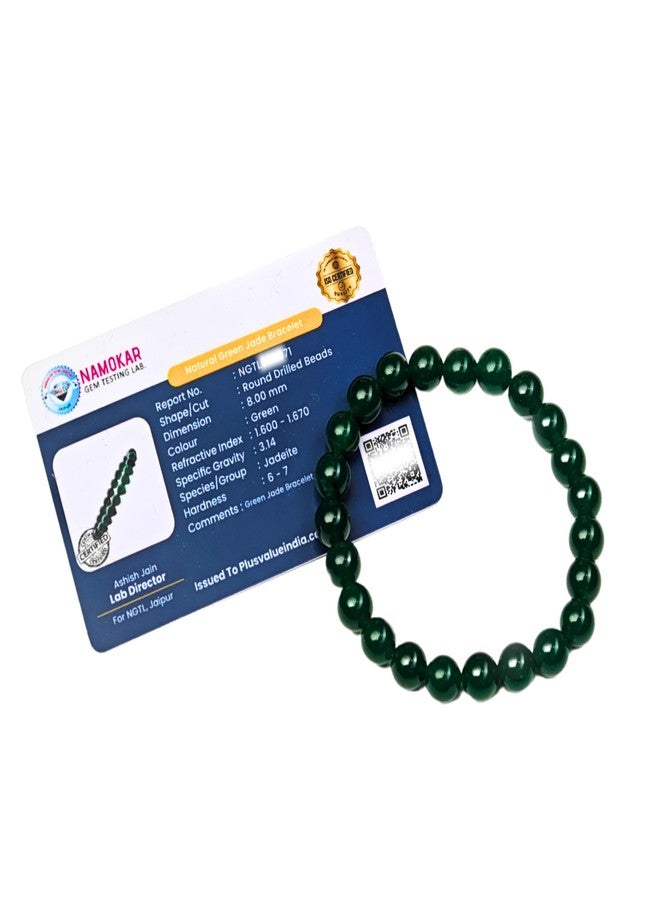 Plus Value Natural Green Jade Bracelet 8mm Beads Jade Stone Bracelet to Attract Money, Wealth, Reiki Healing Crystal for Men, Women (Jute Bag) - Image 1