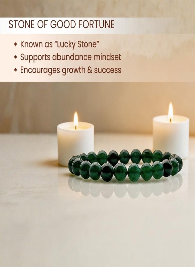 Plus Value Natural Green Jade Bracelet 8mm Beads Jade Stone Bracelet to Attract Money, Wealth, Reiki Healing Crystal for Men, Women (Jute Bag) - Image 3