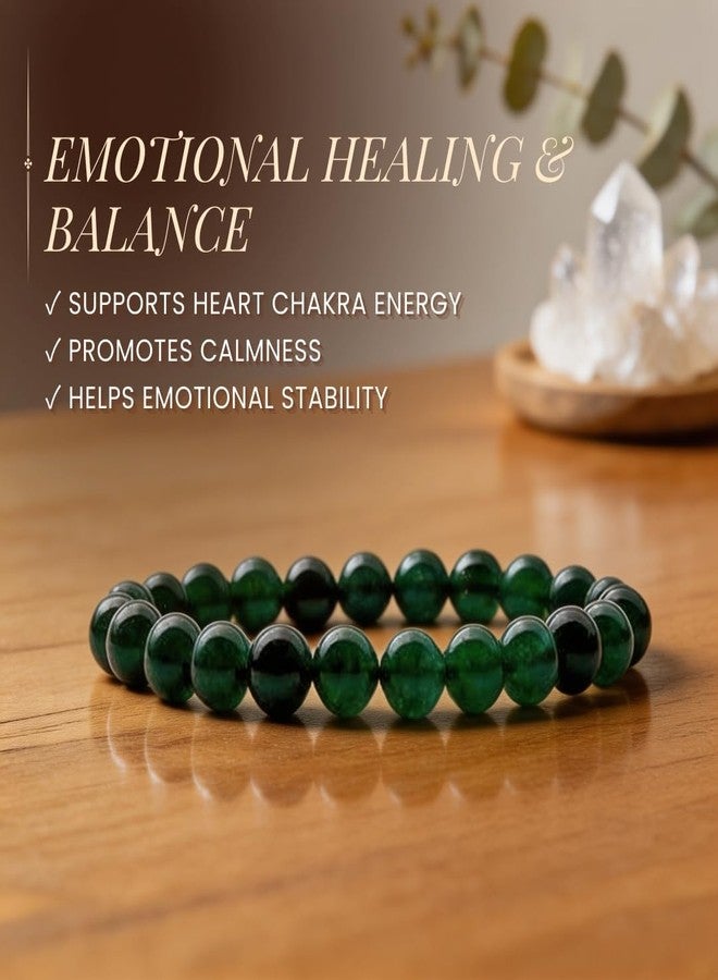 Plus Value Natural Green Jade Bracelet 8mm Beads Jade Stone Bracelet to Attract Money, Wealth, Reiki Healing Crystal for Men, Women (Jute Bag) - Image 4
