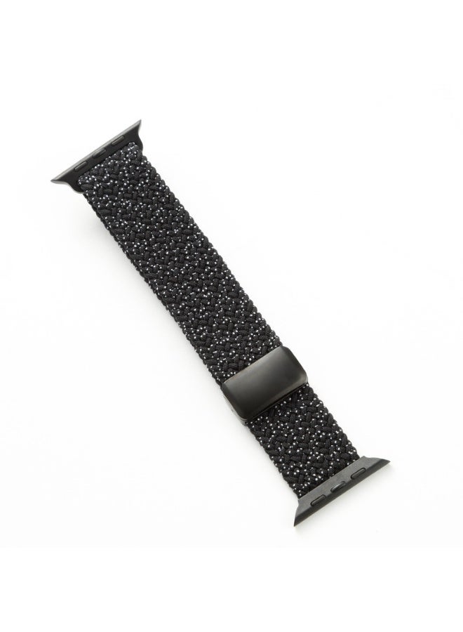 Starlight Black Nylon Sport Loop Band Compatible with Apple Watch Ultra-Thin Band 38mm 40mm 41mm 42mm Soft Woven Magnetic Buckle Strap for iWatch Series - Image 1