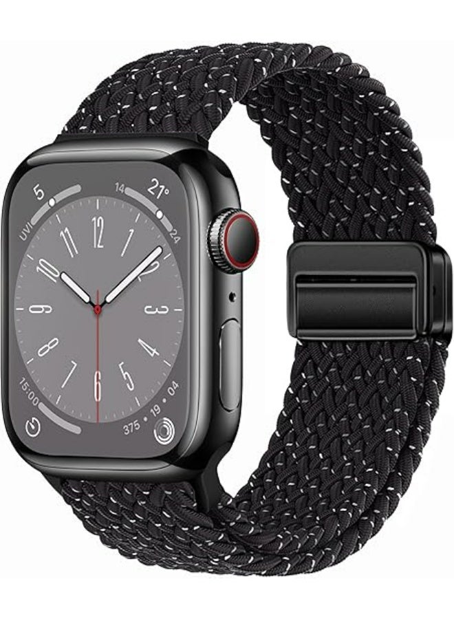 Starlight Black Nylon Sport Loop Band Compatible with Apple Watch Ultra-Thin Band 38mm 40mm 41mm 42mm Soft Woven Magnetic Buckle Strap for iWatch Series - Image 4