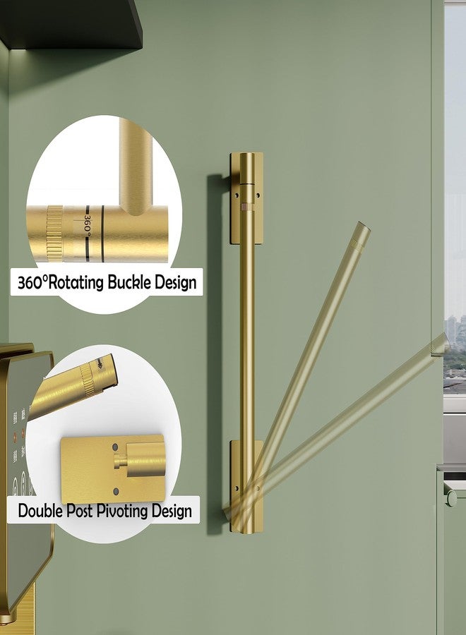 Ruacq Brushed Gold Paper Towel Holder Double Post Pivoting Square Base Under Cabinet Paper Towel Holder for Kitchen Self-Adhesive or Drill mounting - Image 2