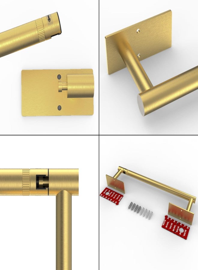 Ruacq Brushed Gold Paper Towel Holder Double Post Pivoting Square Base Under Cabinet Paper Towel Holder for Kitchen Self-Adhesive or Drill mounting - Image 5
