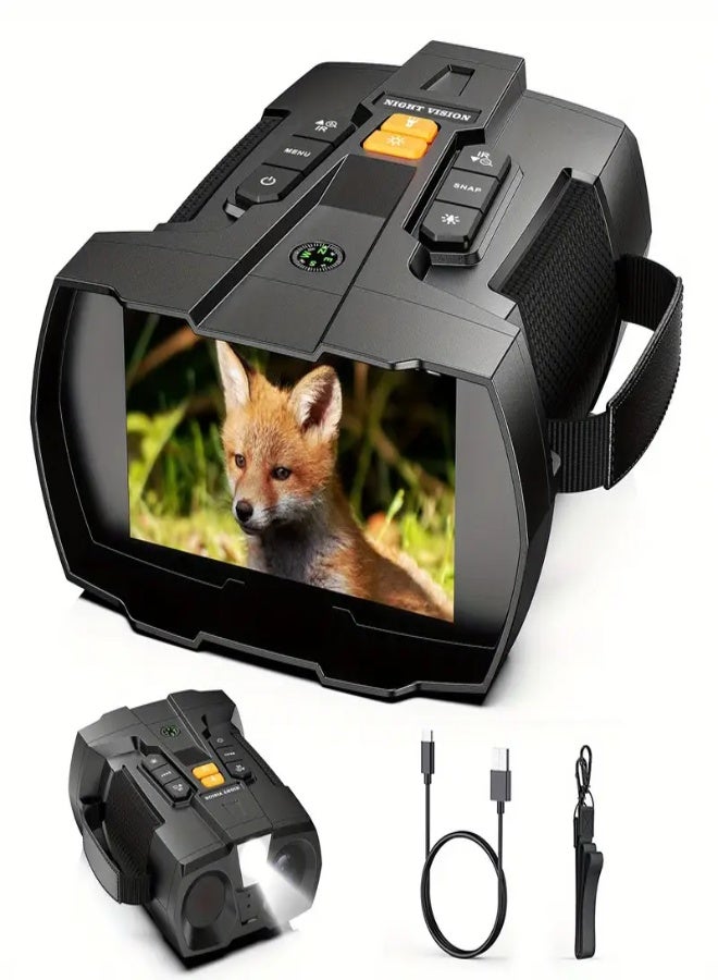 4K Ultra HD Night Vision Binoculars with 4.5-Inch Large Screen, 10X Digital Zoom, Infrared Vision, 5000mAh Rechargeable Battery, Built-in Flashlight & Manual Focus – Ideal for Camping, Wildlife, Hiking & Outdoor Exploration - Image 1