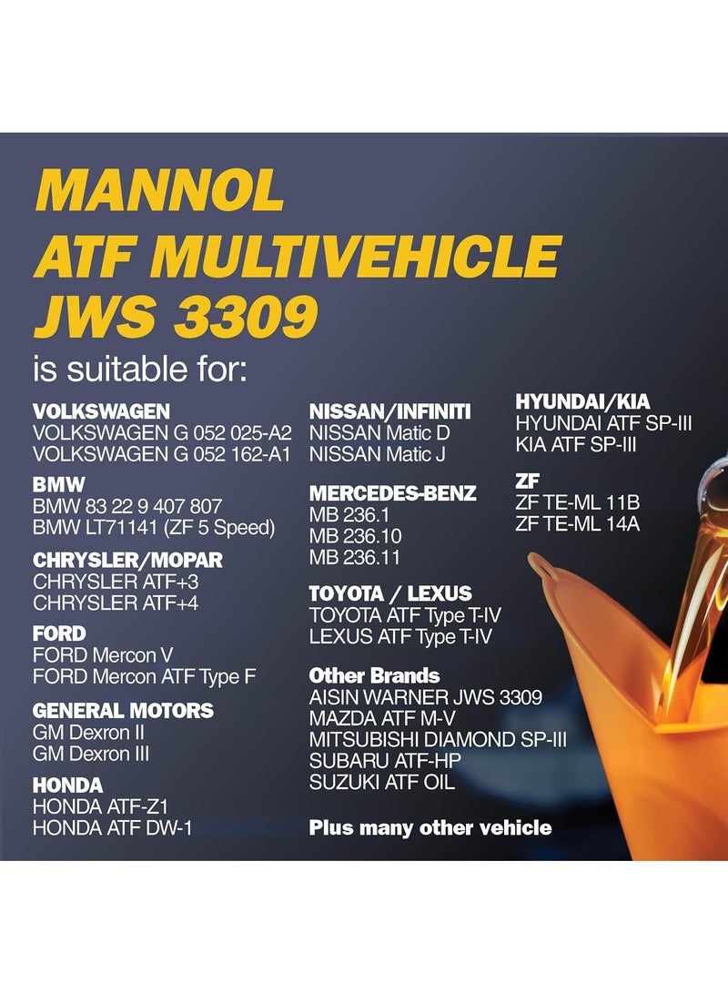 MANNOL 8218 ATF Multivehicle Automatic Transmission Gearbox Fluid 1L JWS 3309 ATF Type T/T-II/T-111/T-IV SP-II/SP-III - Image 3