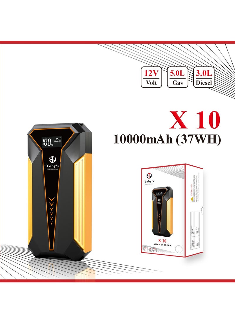 Toby's Toby's New X10 Multifunction Portable Car Jump Starter Power Bank 10000mah (37Wh)12v Emergency Charger 