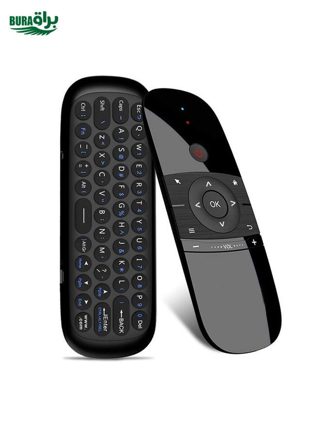 BURAQ - W1 Wireless QWERTY 57-Keys Keyboard 2.4G Air Mouse Remote Controller with LED Indicator for Android TV Box, Mini PC, Smart TV, Projector, HTPC, All-in-one PC / TV - Image 1