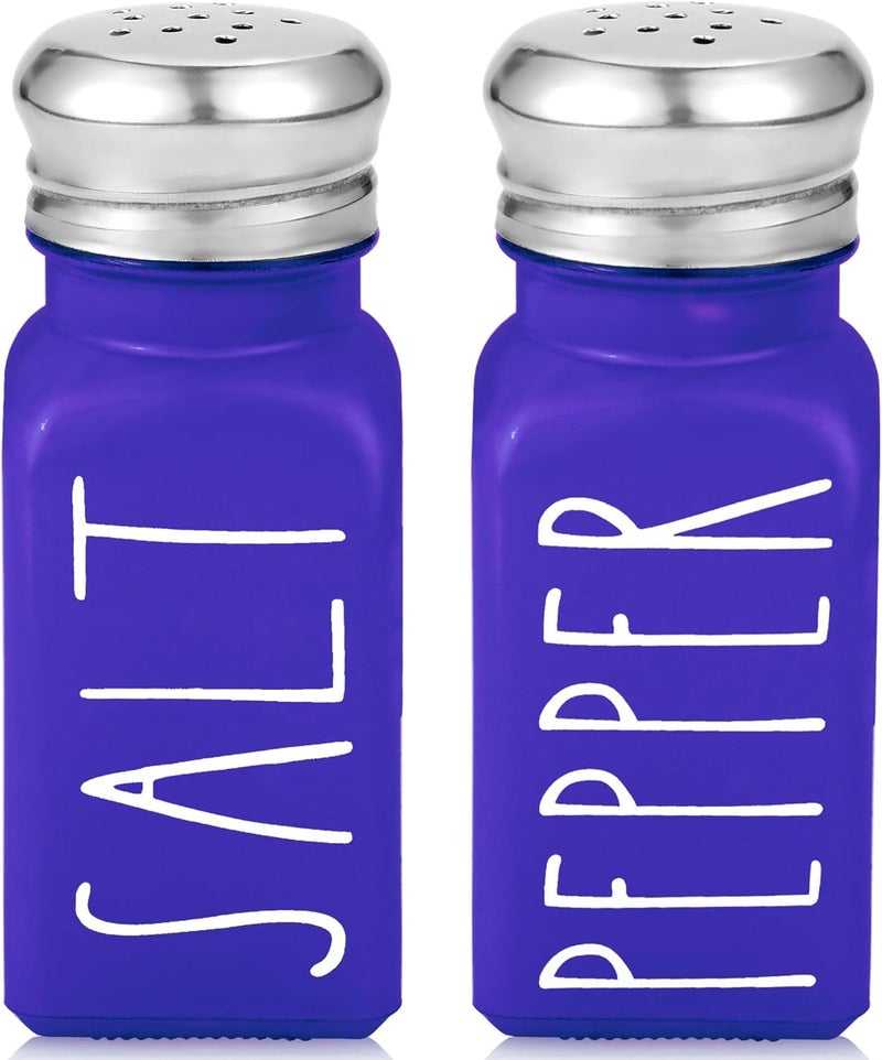 Brighter Barns Purple Salt and Pepper Shakers Set by Brighter Barns  Modern Farmhouse Kitchen Decor  Glass Shakers  Stainless Steel Lids - Image 1