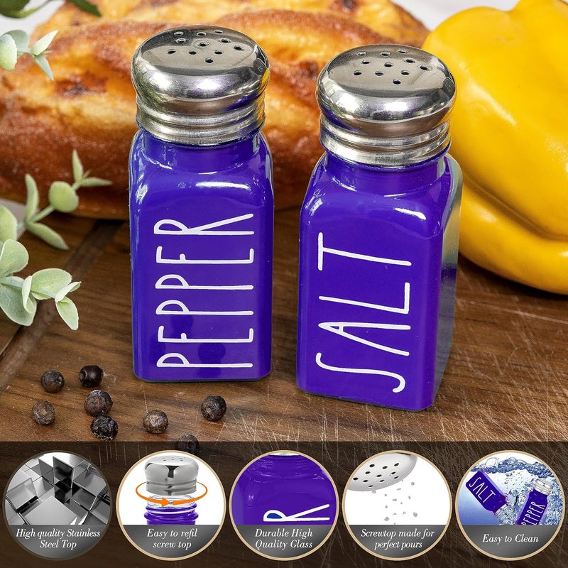 Brighter Barns Purple Salt and Pepper Shakers Set by Brighter Barns  Modern Farmhouse Kitchen Decor  Glass Shakers  Stainless Steel Lids - Image 2