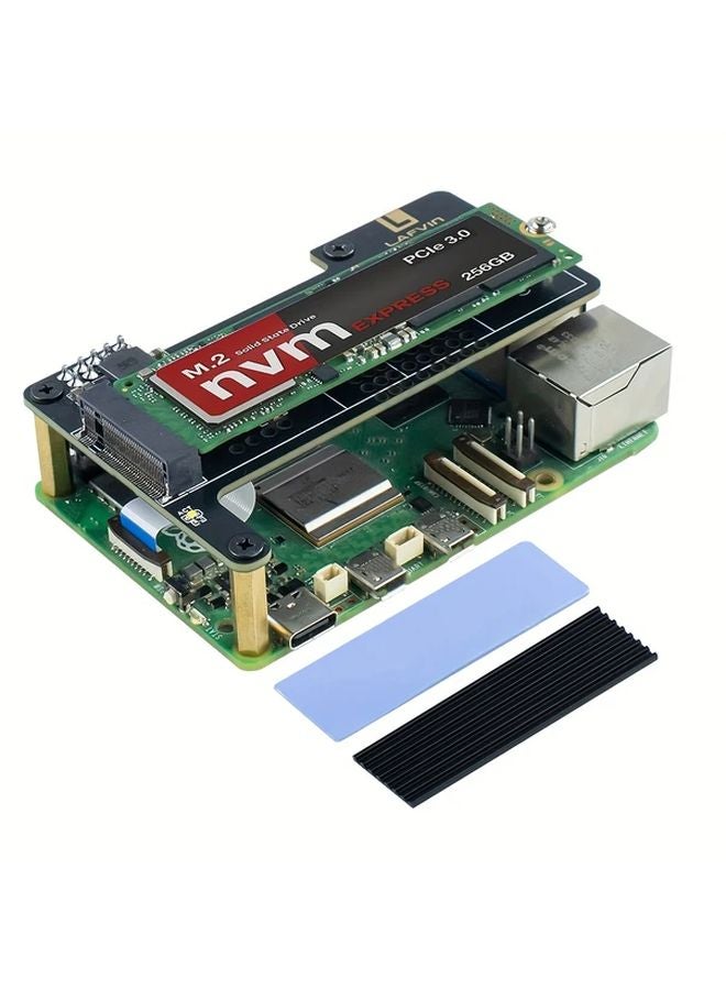 LAFVIN 1pc M2 NVMe SSD Adapter For Raspberry Pi 5 PCIe Gen3 With Heatsink Cooling Pad - Image 2