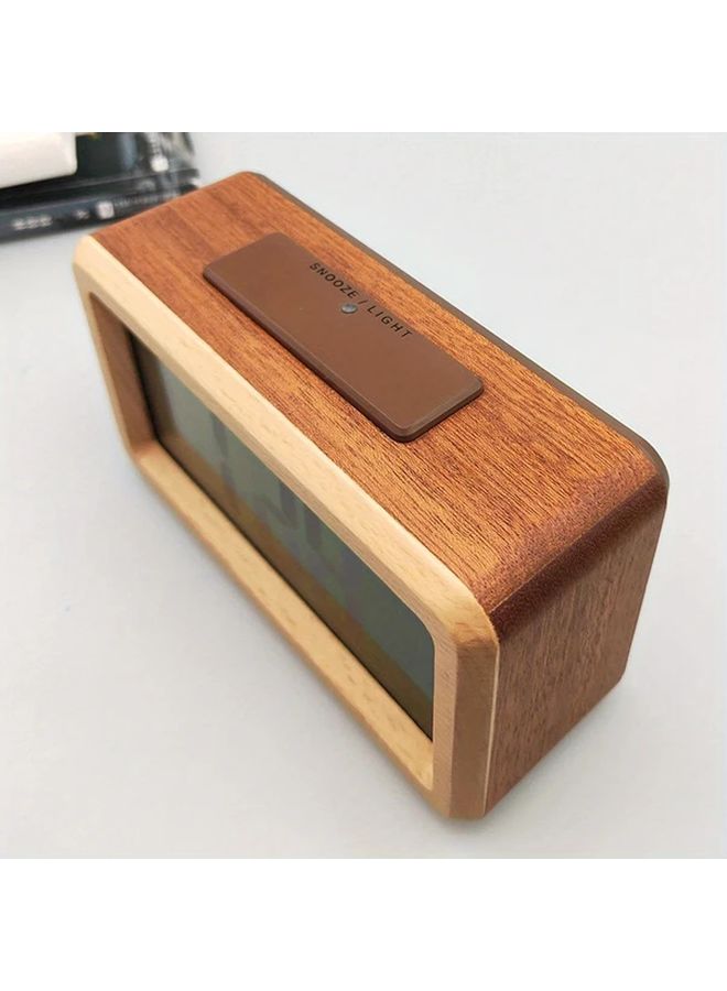 Pure Color Wood Alarm Clock Display Calendar Temperature Backlight Snooze - Image 4