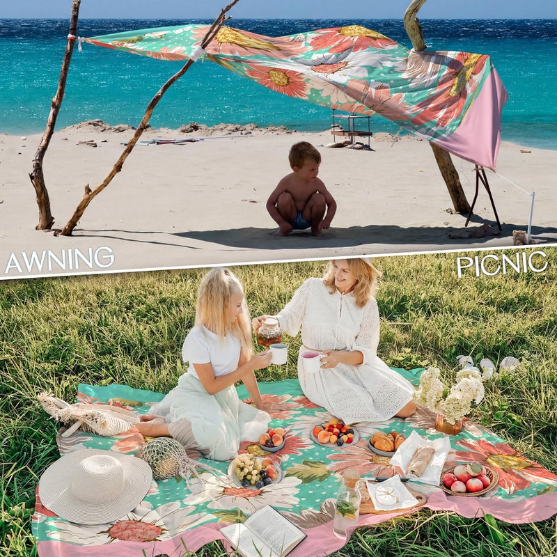 BYDOLL Beach Blanket Waterproof Sandproof 78''Ã—81'' Suits1-4 Adults Compact Lightweight Oversized Sand-Free Blanket Large Picnic Mat for Beach Travel Camping Hiking - Image 5