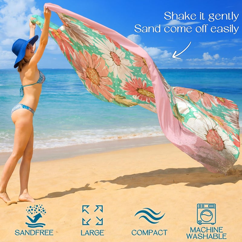 BYDOLL Beach Blanket Waterproof Sandproof 78''Ã—81'' Suits1-4 Adults Compact Lightweight Oversized Sand-Free Blanket Large Picnic Mat for Beach Travel Camping Hiking - Image 3