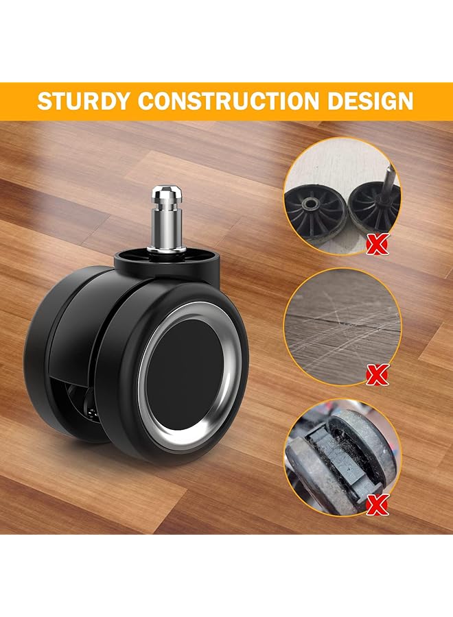 إيروريكس عجلات دوارة 360 درجة لكرسي المكتب البديل آمنة لجميع الأرضيات ولا تحتاج إلى حصائر وعجلات كرسي شديدة التحمل 1000 رطل خالية من الضوضاء وانزلاق سلس مجموعة من 5 عجلات كرسي ملائمة عالميًا - Image 2