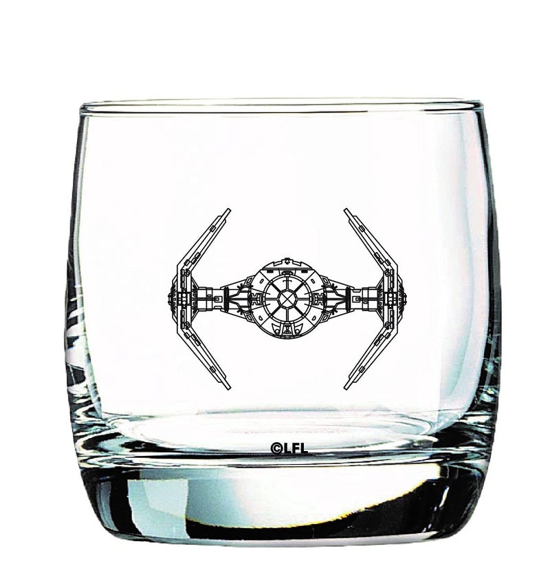 Star Wars Glass Set - X-Wing & TIE Fighter - Collectible Gift Set of 2 Cocktail Glasses - 10 oz Capacity - Classic Design - Heavy Base - Image 3