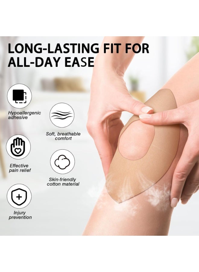 Kinesiology Tape for Knees, 10 Pcs Precut Kinesiology Tape for Knee Pain Relief & Support, Waterproof & Elastic Athletic Tape for Knee Stability, Breathable & Comfortable Knee Tape - Image 2